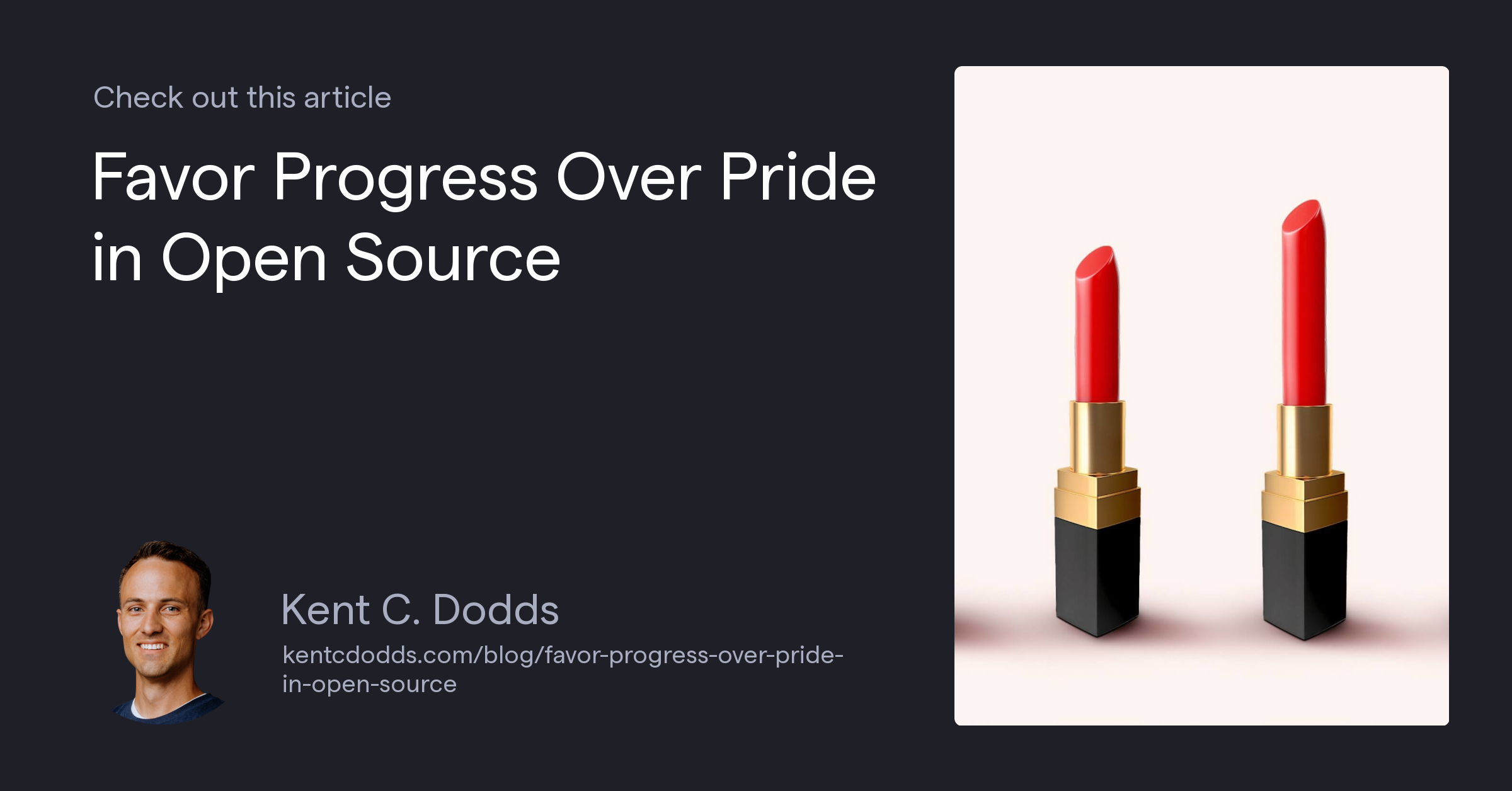 Favor Progress Over Pride in Open Source