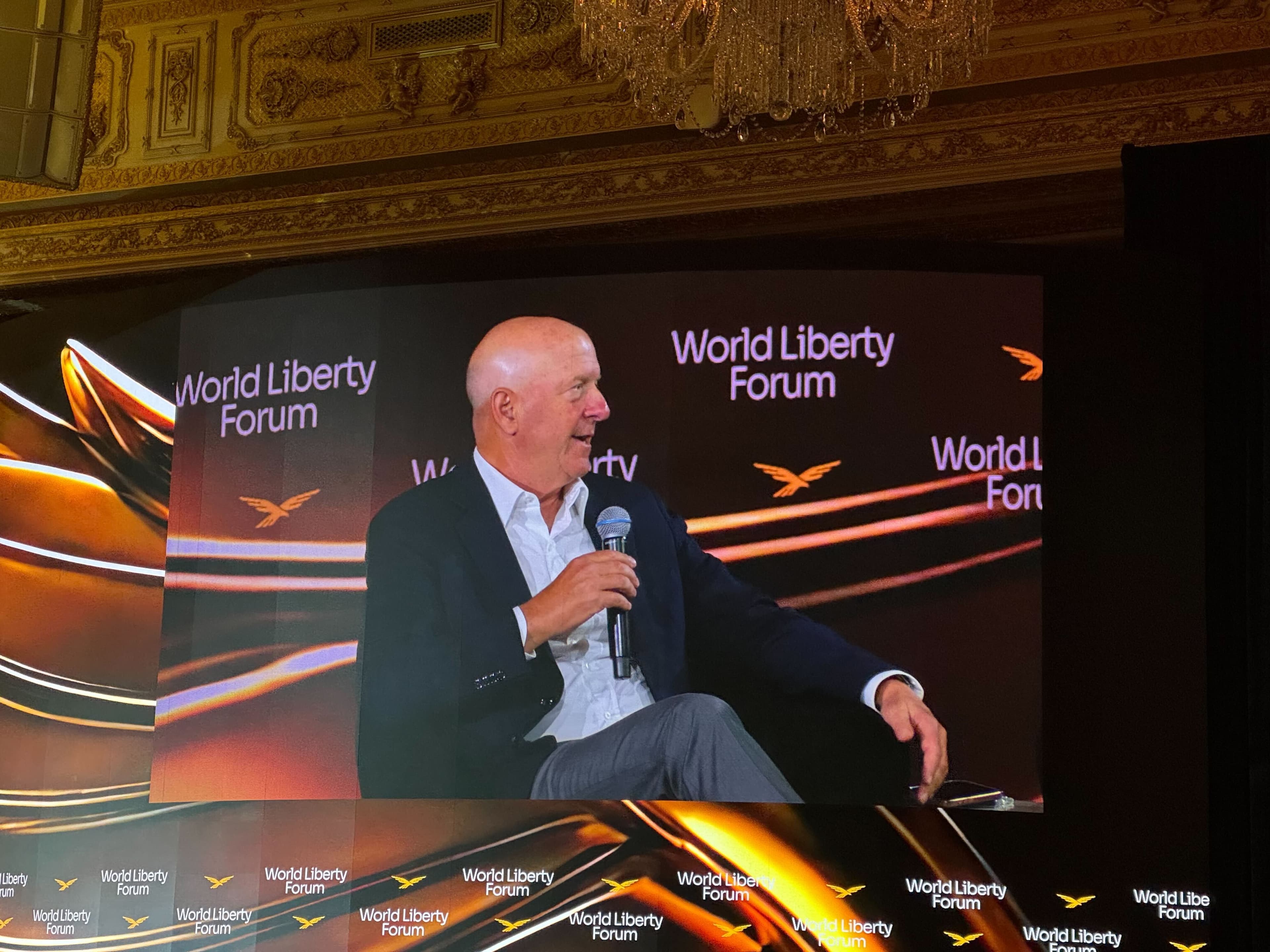 Goldman Sachs CEO David Solomon at the Liberty World forum in Palm Beach. (CoinDesk)