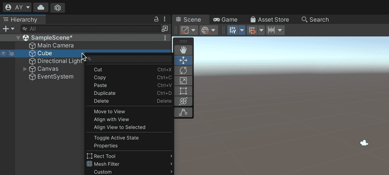Scene Context Menu