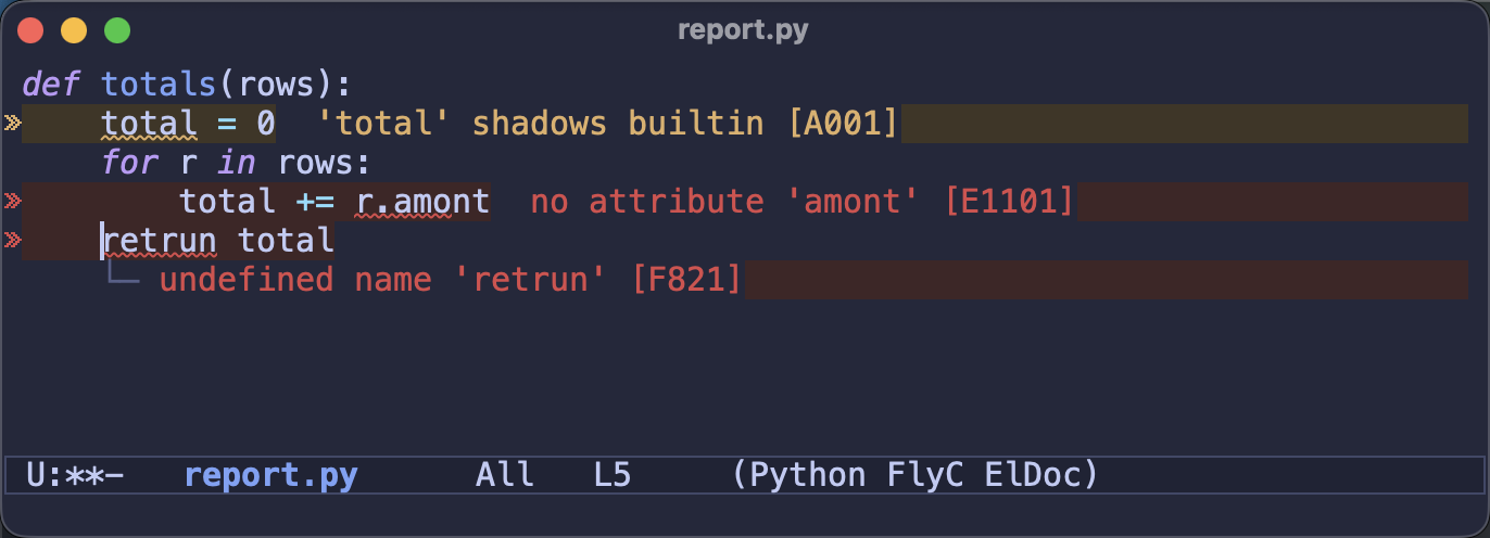 Inline diagnostics with flycheck-annotate-mode