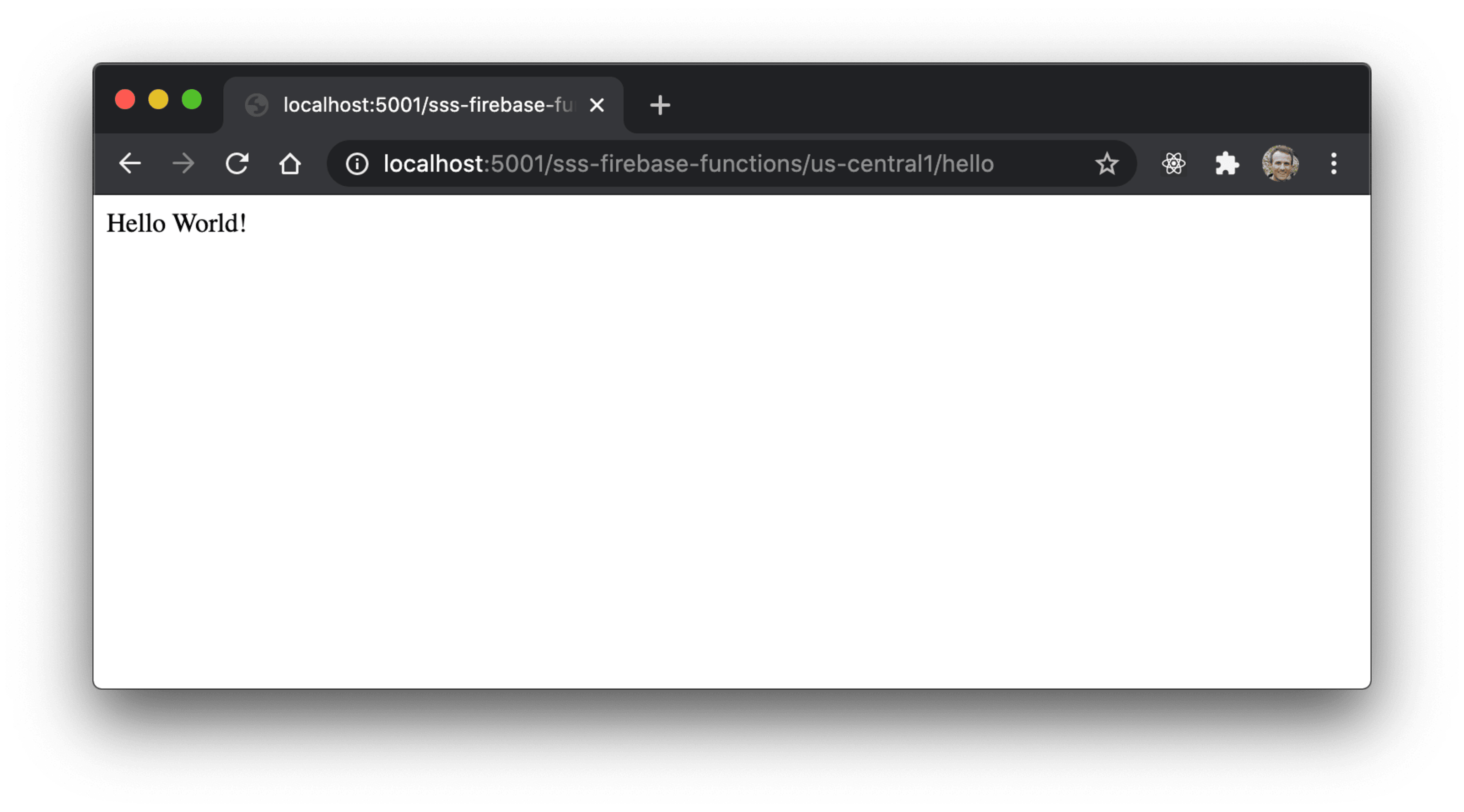 Browser saying "Hello World!"