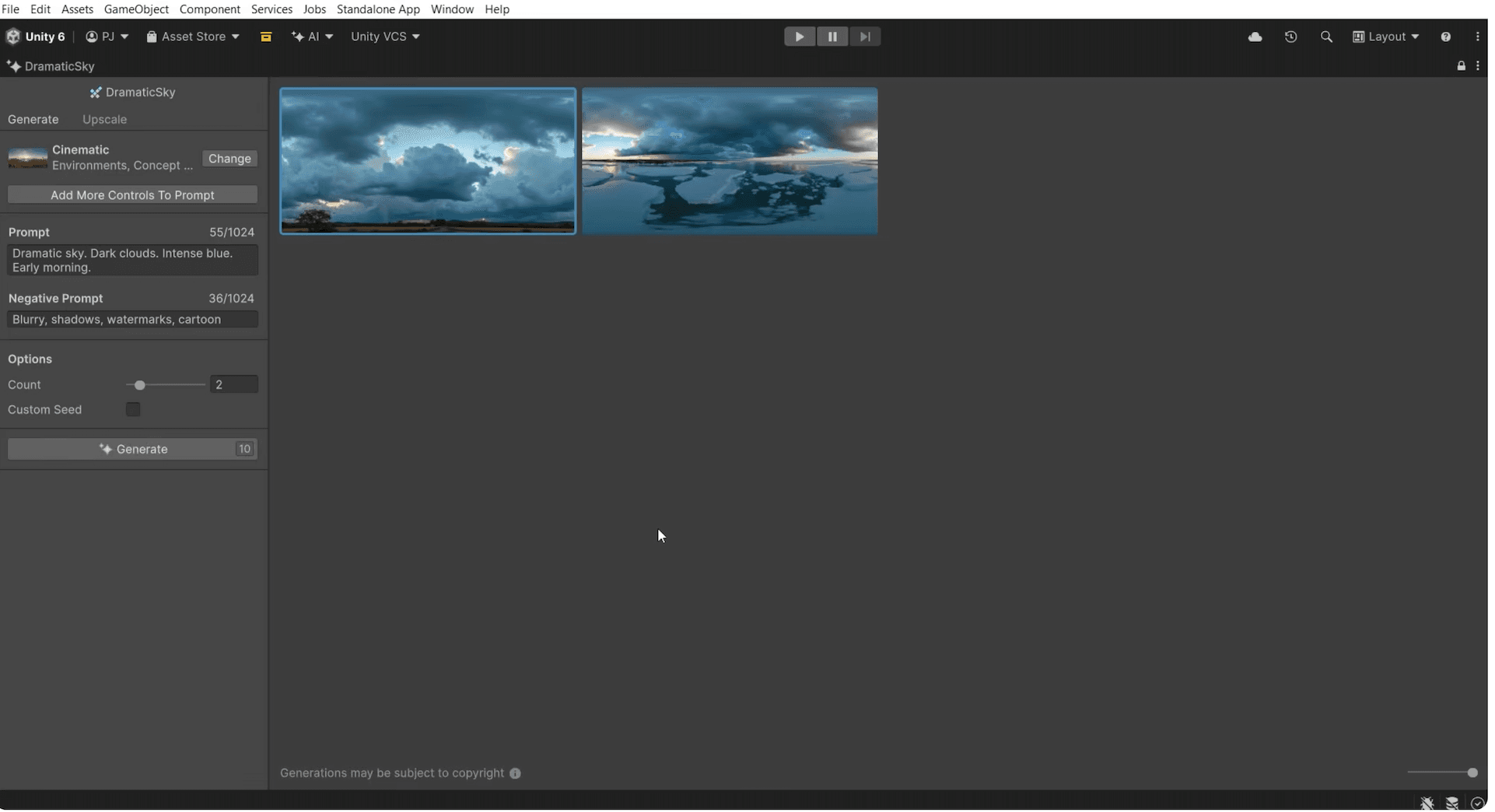 The Generate window