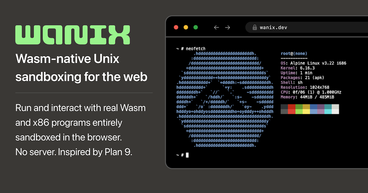 Wanix — Wasm-native Unix sandboxing for the web