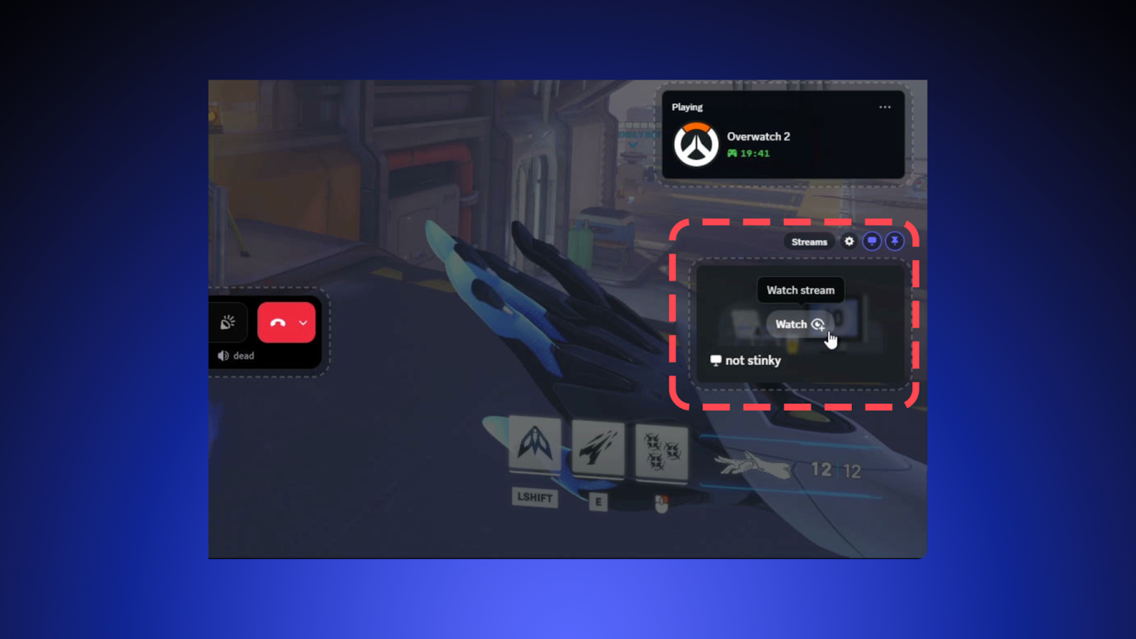 The Watch Stream button inside the Overlay