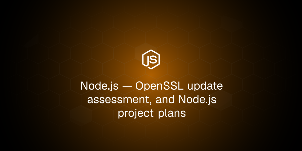 OpenSSL update assessment, and Node.js project plans