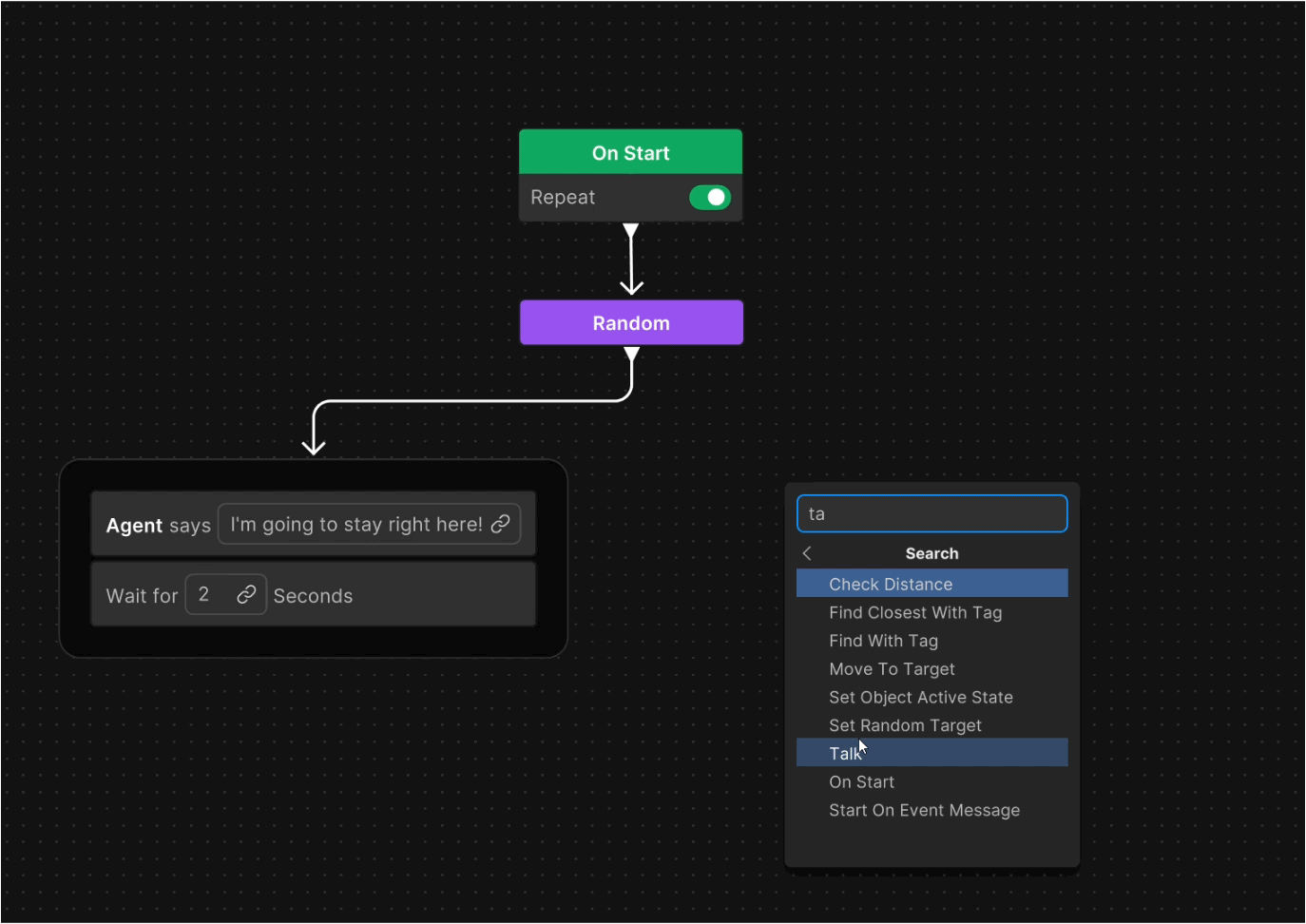 Example of behavior tree set up in Muse Behavior