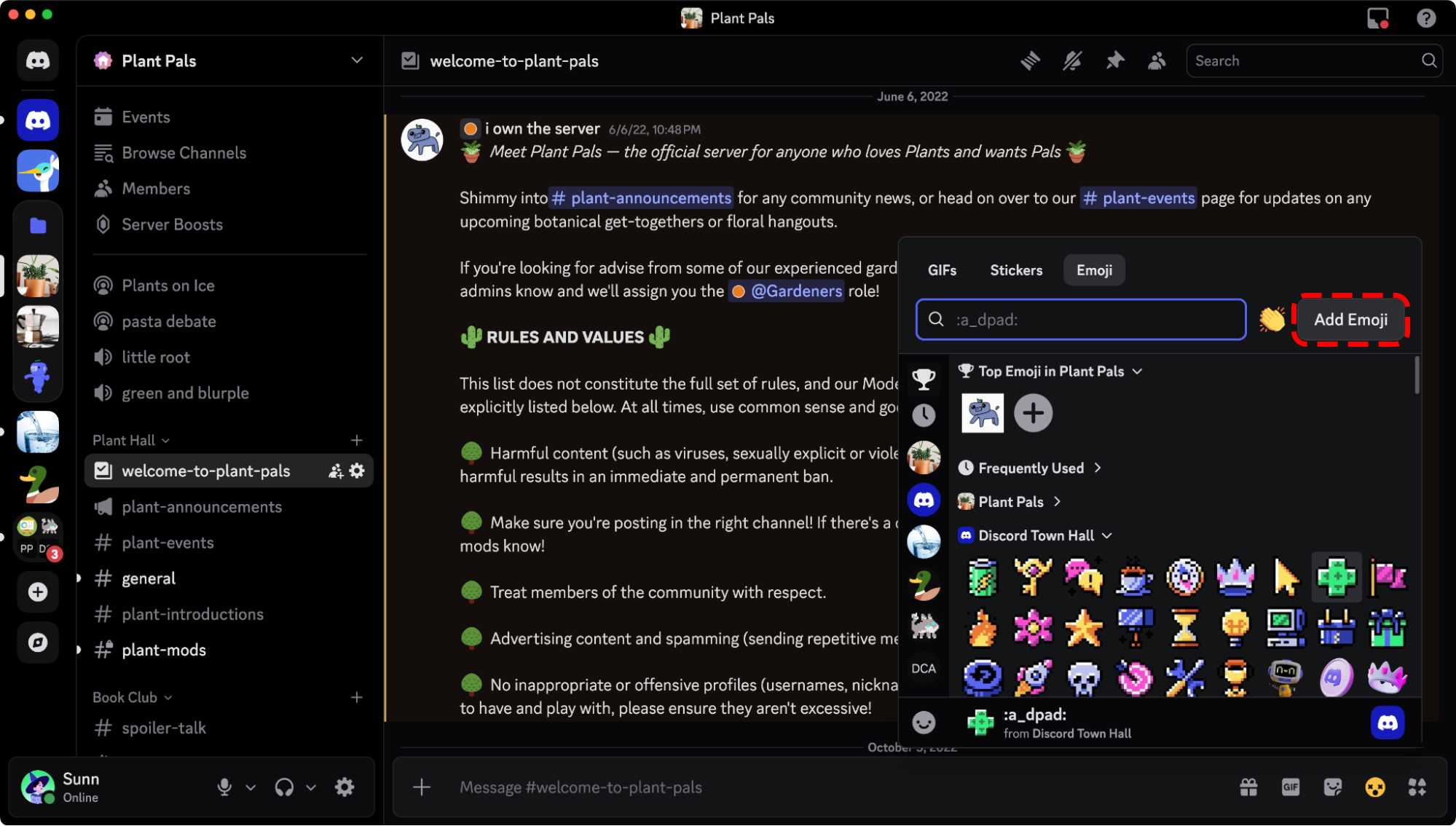 The new “Add Emoji” button in the Emoji Picker.