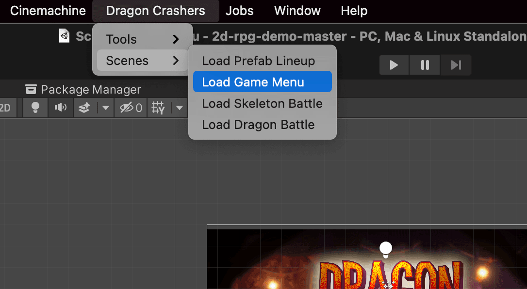 Image taken in Unity of selecting 'load game menu'