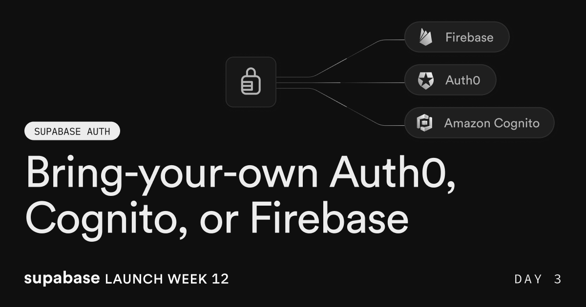 Supabase Auth: Bring-your-own Auth0, Cognito, or Firebase
