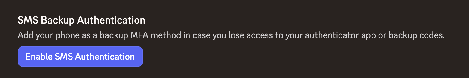 SMS Authentication button.