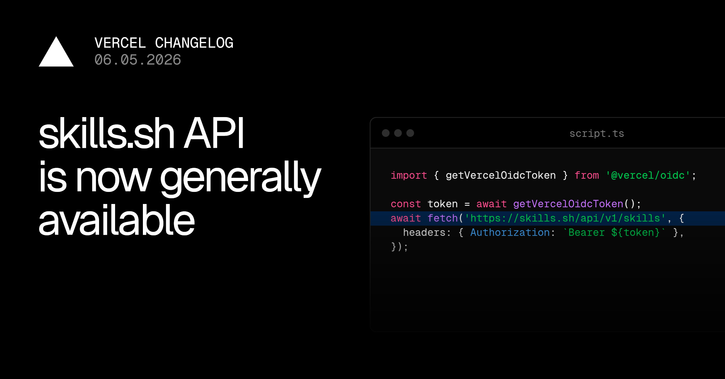 The skills.sh API is now available