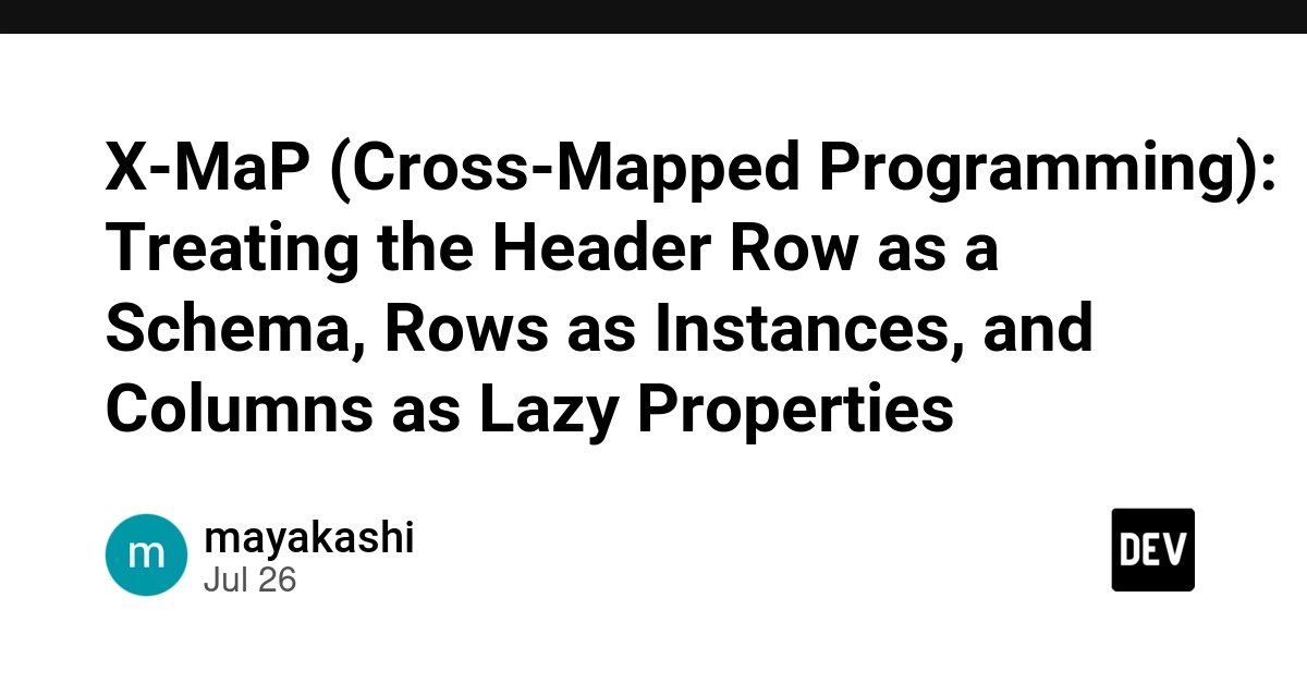 X-MaP (Cross-Mapped Programming): Treating the Header Row as a Schema, Rows as Instances, and Columns as Lazy Properties
