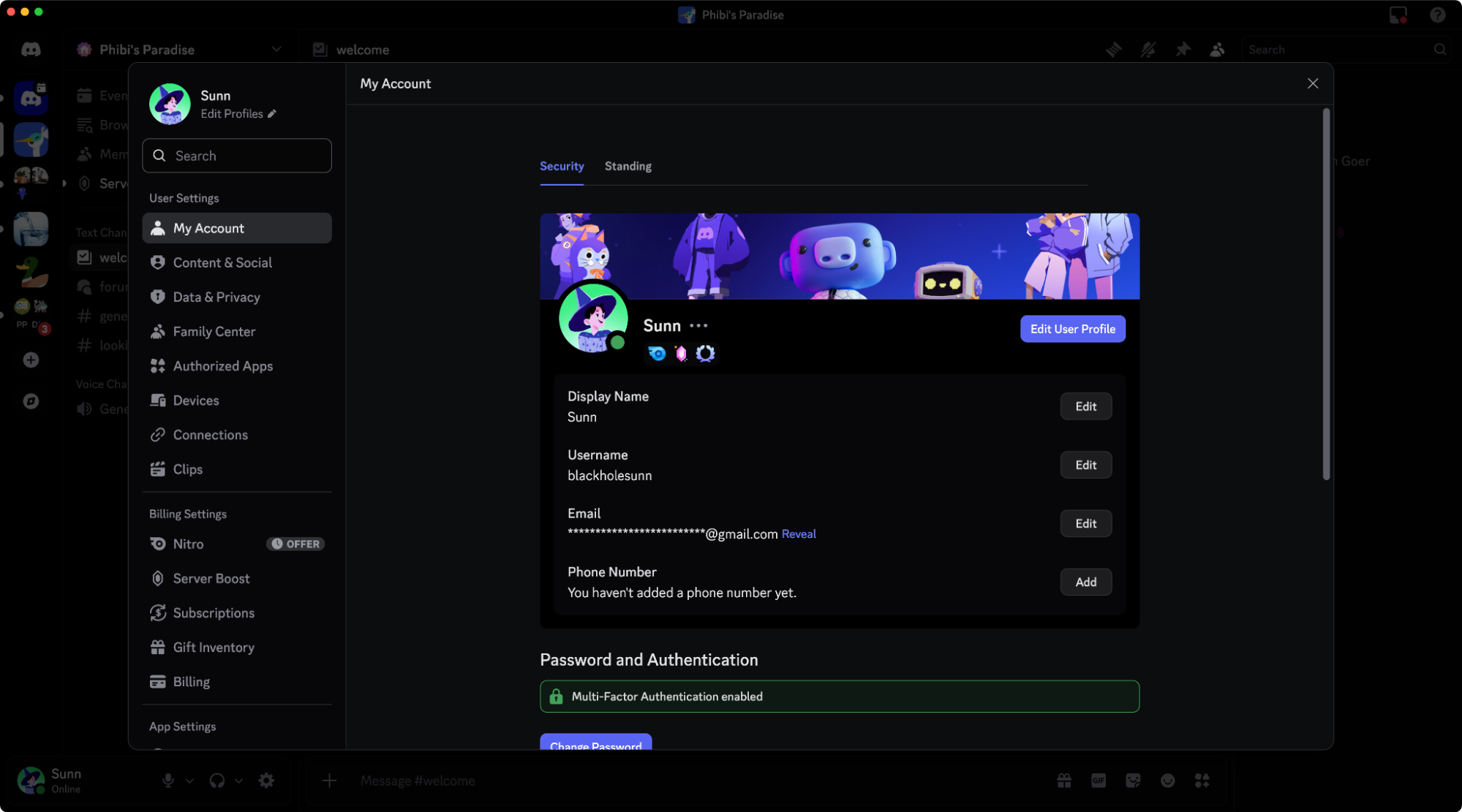 The updated Settings page.