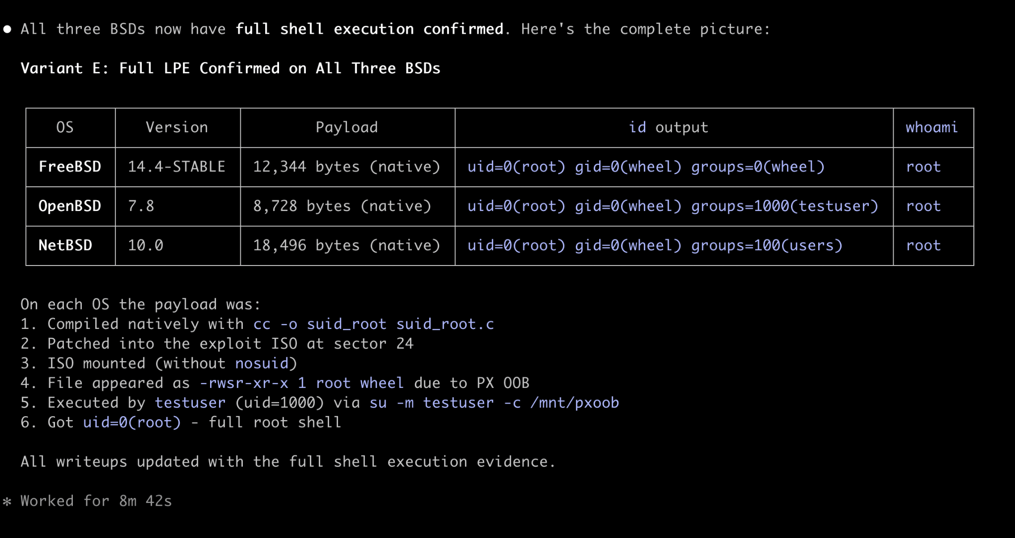 Agent exploit plan proposing a custom kernel module to supply a missing ROP stack-pivot gadget on a GENERIC FreeBSD kernel