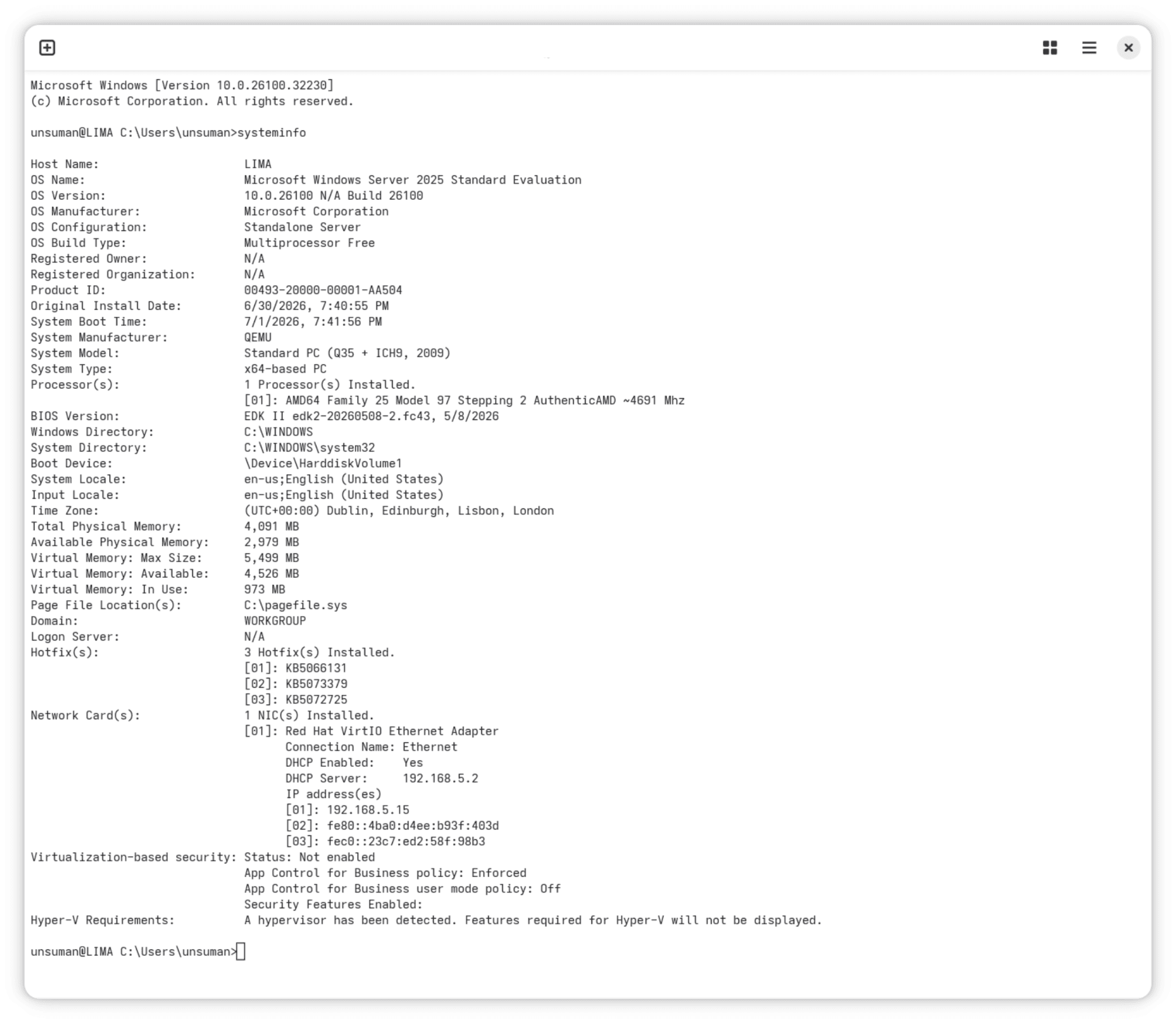 A screenshost of the Windows System Info