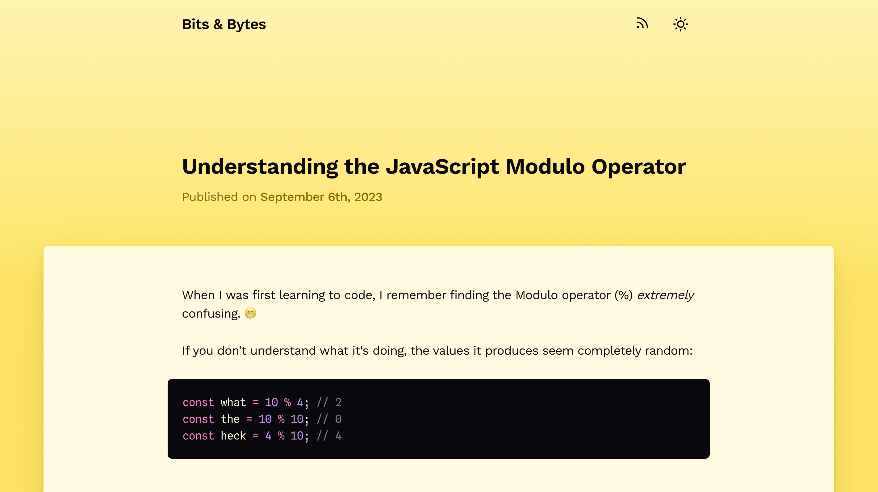 Screenshot of this blog post on an entirely separate blog, titled “Bits & Bytes”