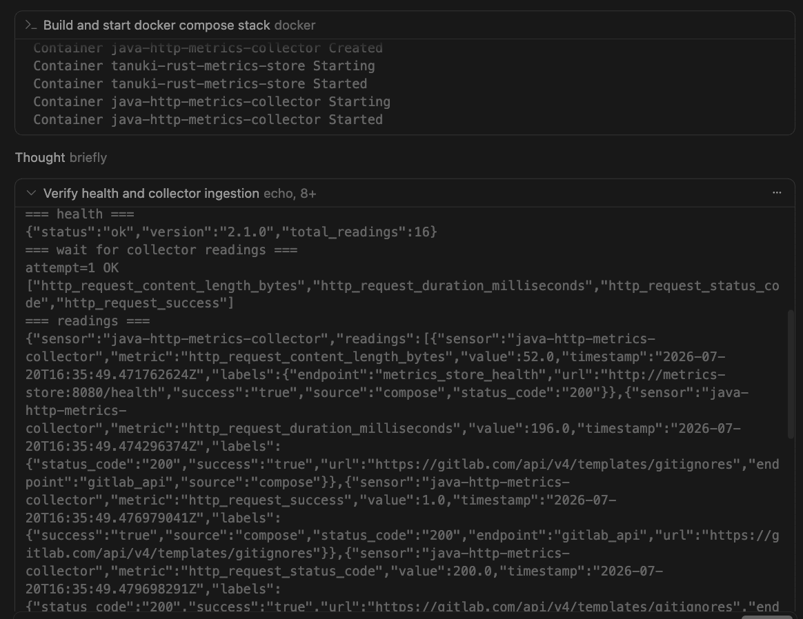 Cursor running local Docker compose with Rust backend