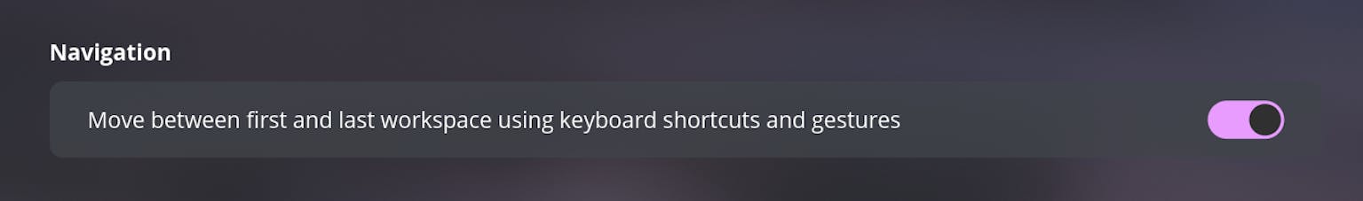 Workspaces Cycling Option feature in COSMIC DE