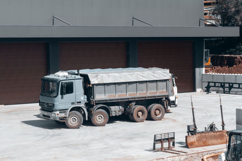 industrial dump truck in construction site