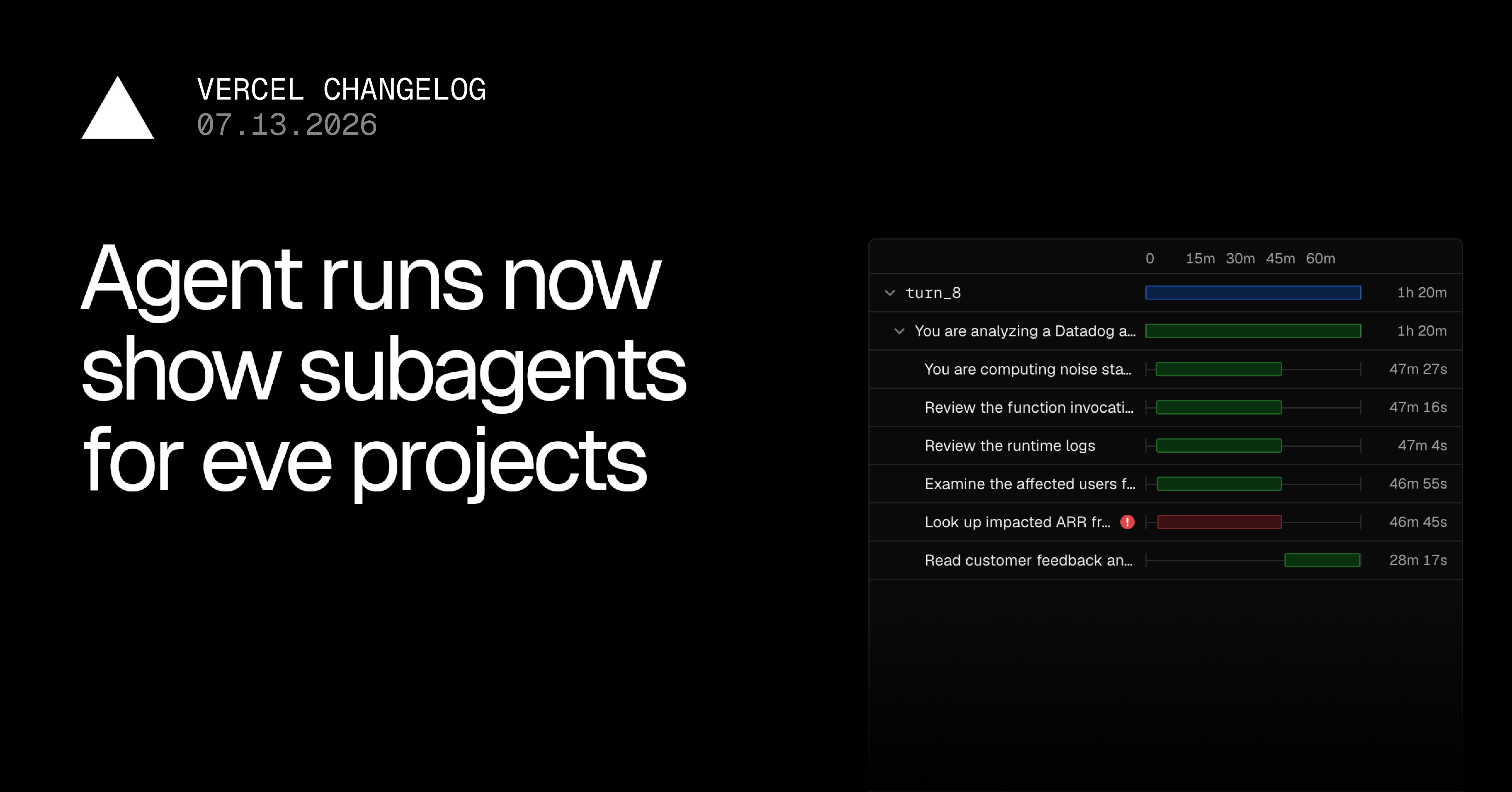 Agent Runs now show subagent activity on eve projects