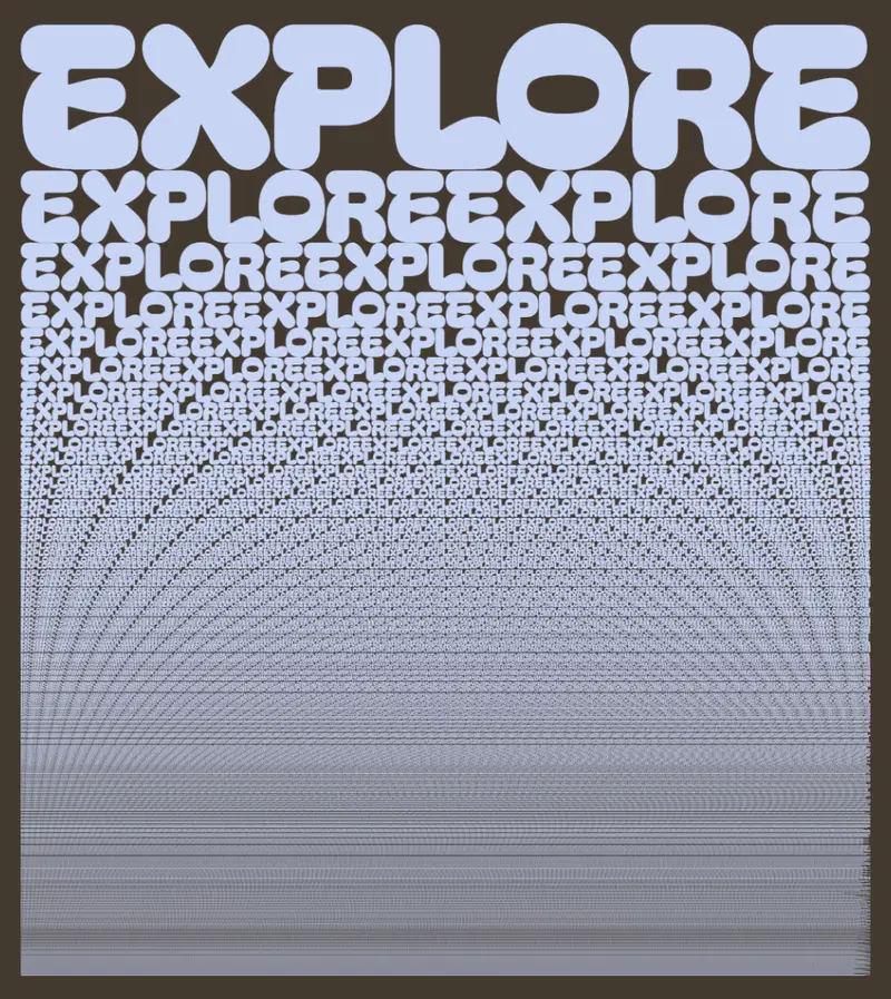 Ilustração tipográfica com a palavra Explore repetida diversas vezes