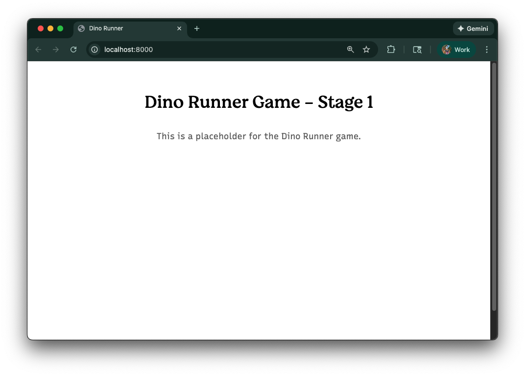 Screenshot of initial web page