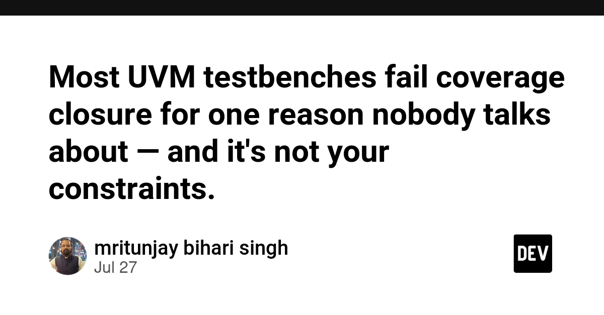 Most UVM testbenches fail coverage closure for one reason nobody talks about — and it's not your constraints.