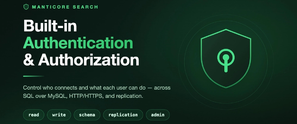 Cover image for Built-in authentication and authorization for Manticore Search