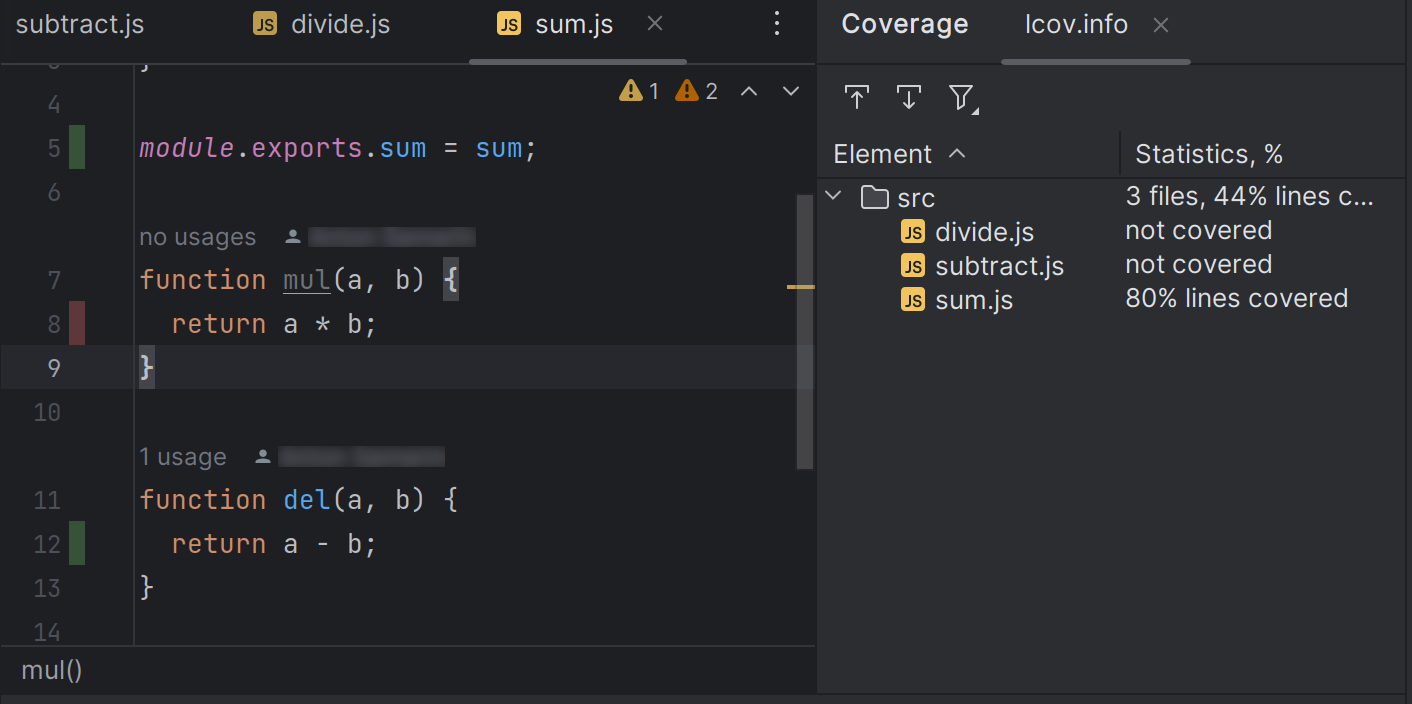 The Coverage tool window
