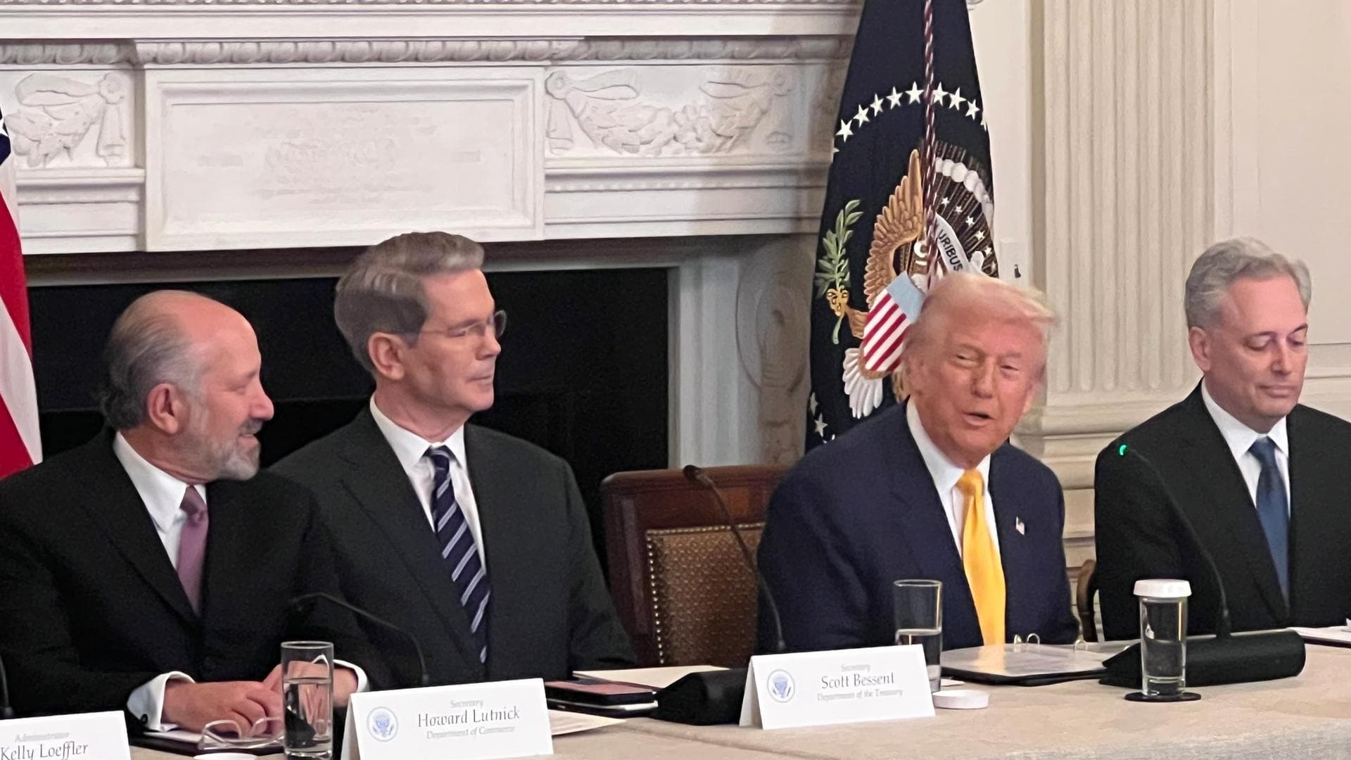Donald Trump speaking at the White House crypto summit. (Jesse Hamilton/CoinDesk)