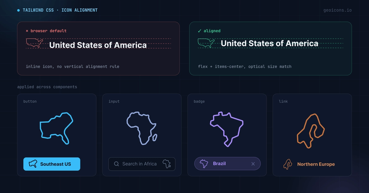 Visual Alignment for Icons and Labels in Tailwind CSS