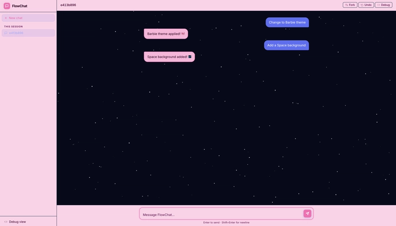 Space background visible behind chat messages