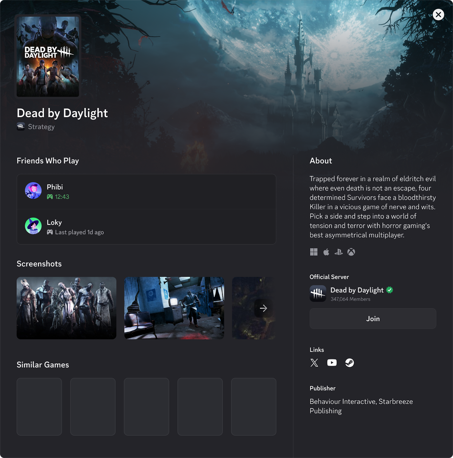 Dead By Daylight's Game Profile
