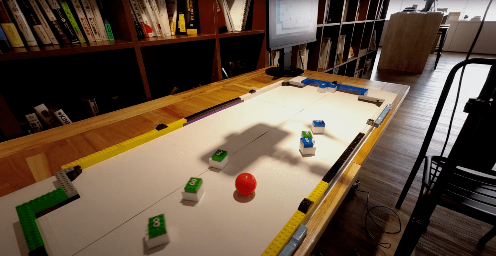 MLA soccer demonstration with lego piece robots