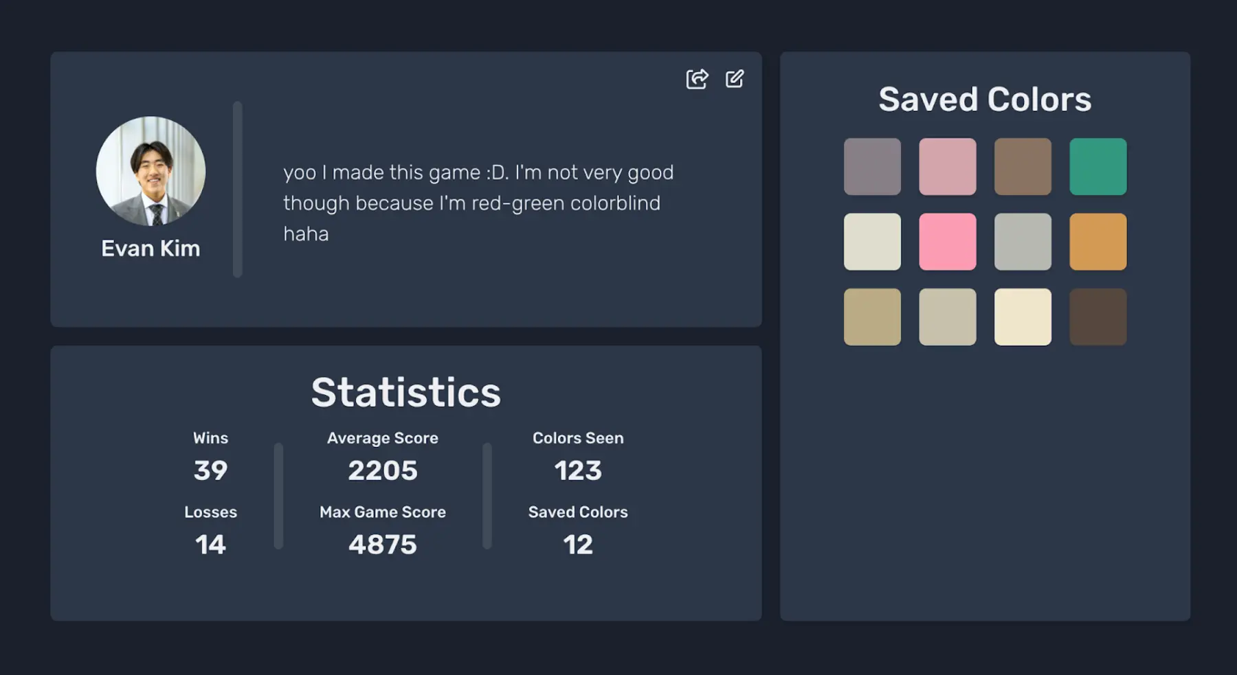 Hexblend profile UI