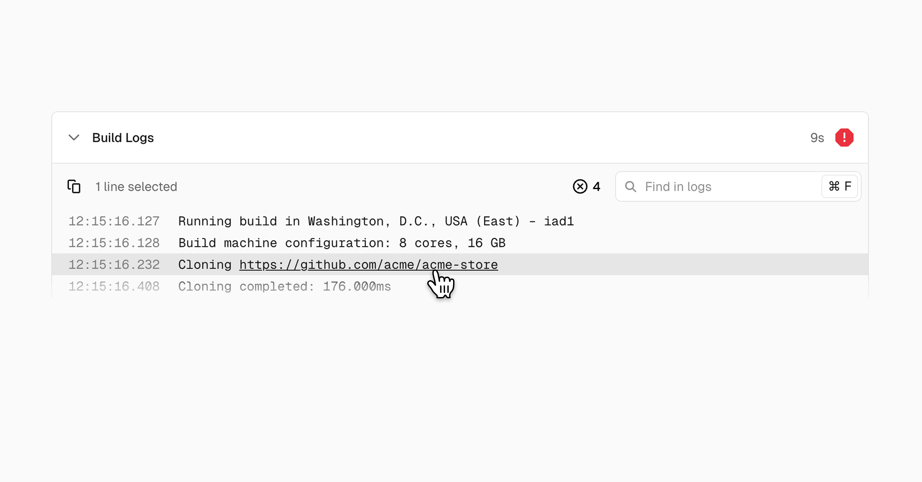 Build logs now support interactive links
