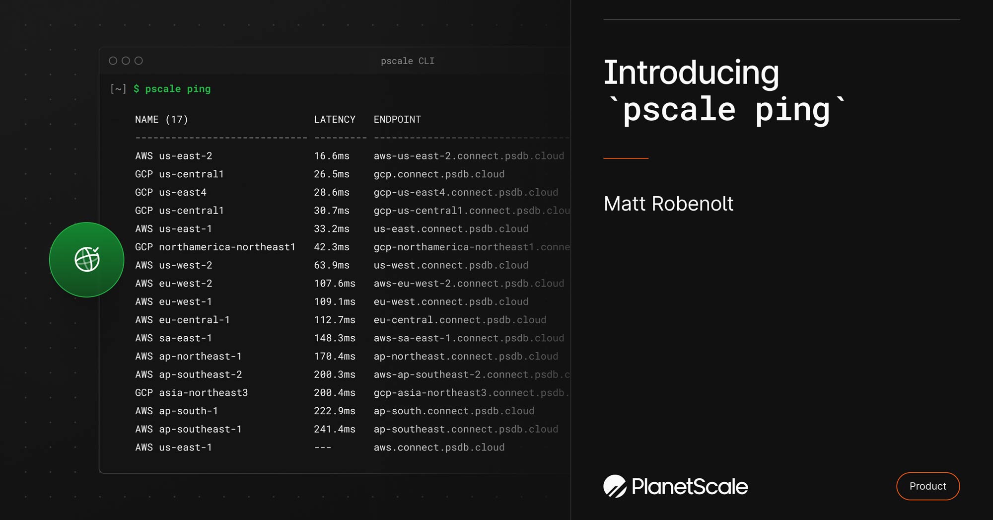 $ pscale ping