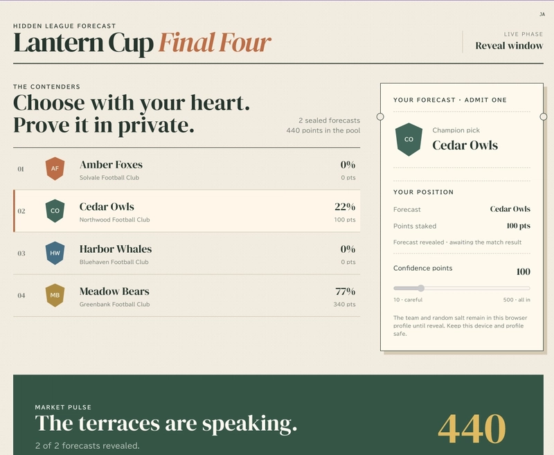 Reveal screen after some reveals: Cedar Owls at 22%, Meadow Bears at 77%
