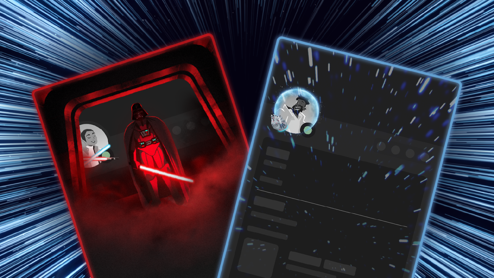 A preview of two Star Wars profile effects and two Star Wars avatar decorations.