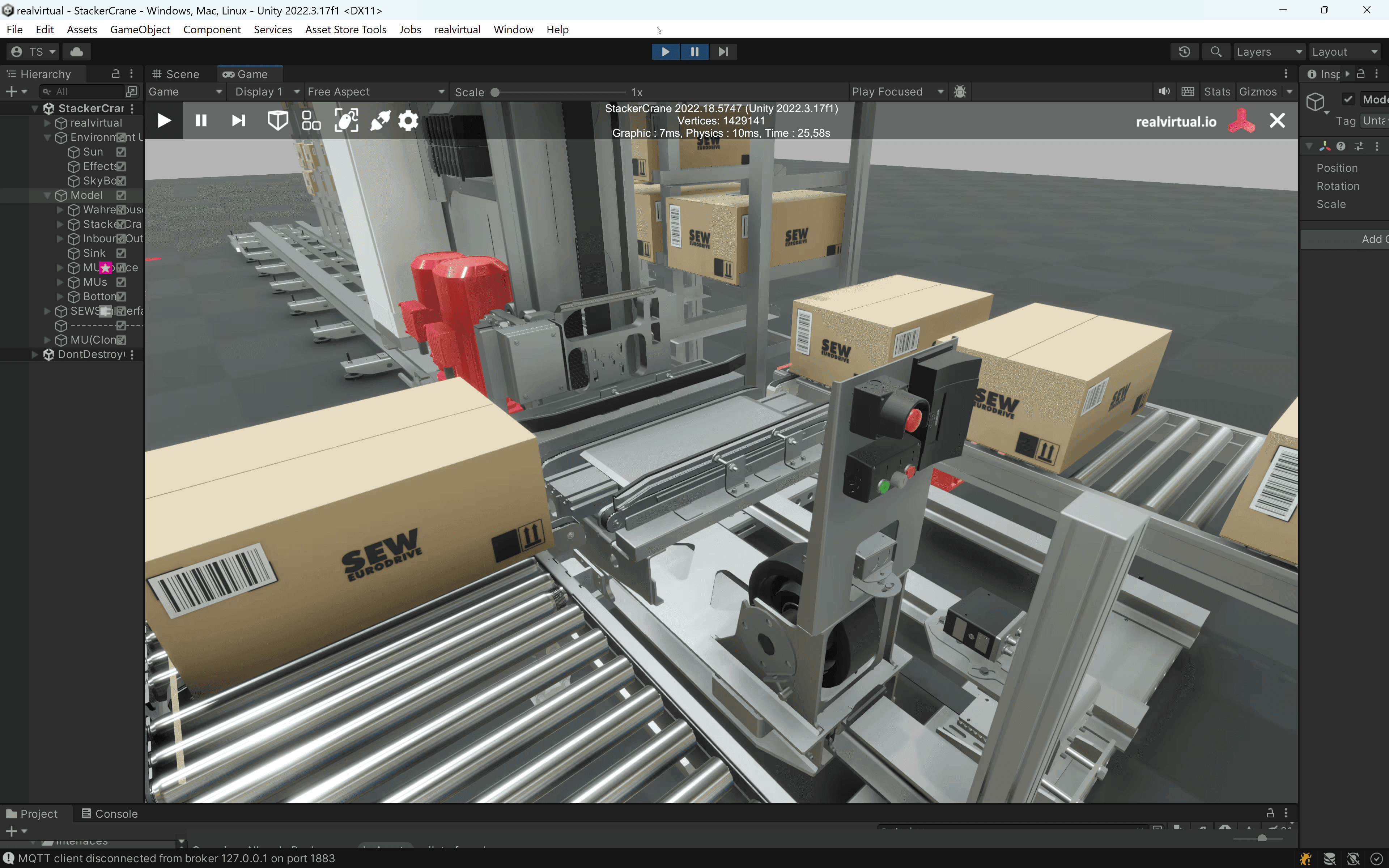 SEW Eurodrive and Realivirtual with Unity