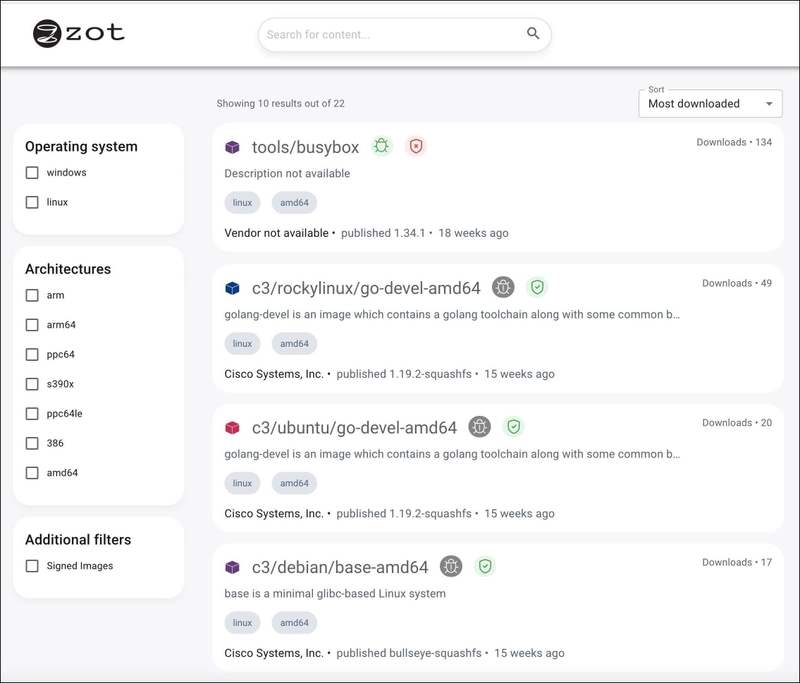Zot Dashboard