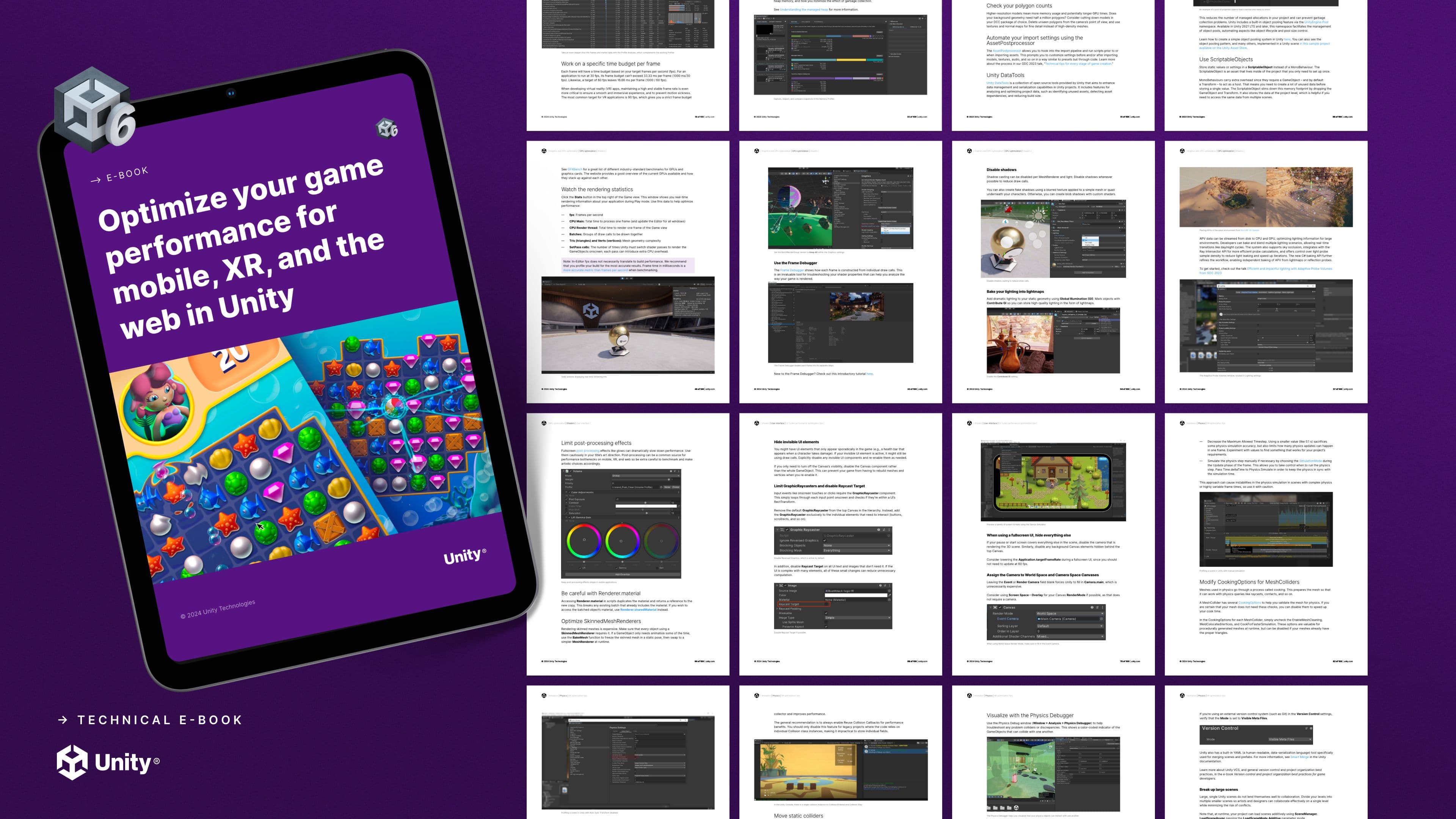 Optimize your game performance for mobile, XR, and the web in Unity (Unity 6 edition) e-book preview pages