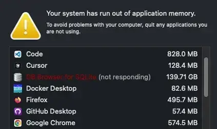 SQLite out of Memory