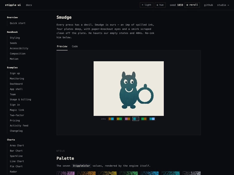 Smudge, the Halftone UI ink imp