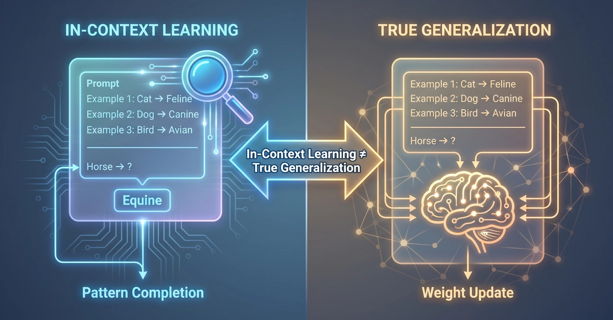 In-Context Learning vs. True Generalization: What's Actually Happening When You Give Examples in a Prompt?