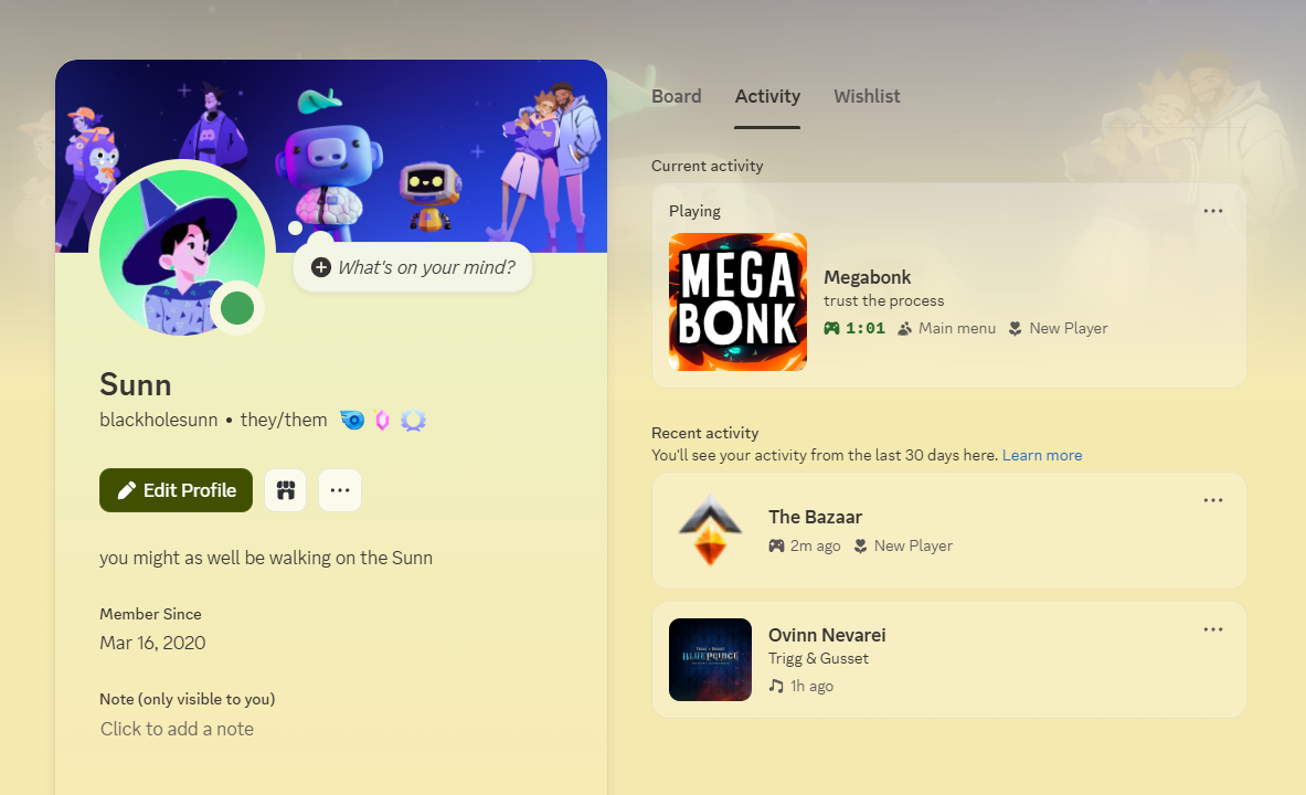 A preview of someone’s Discord Activity.