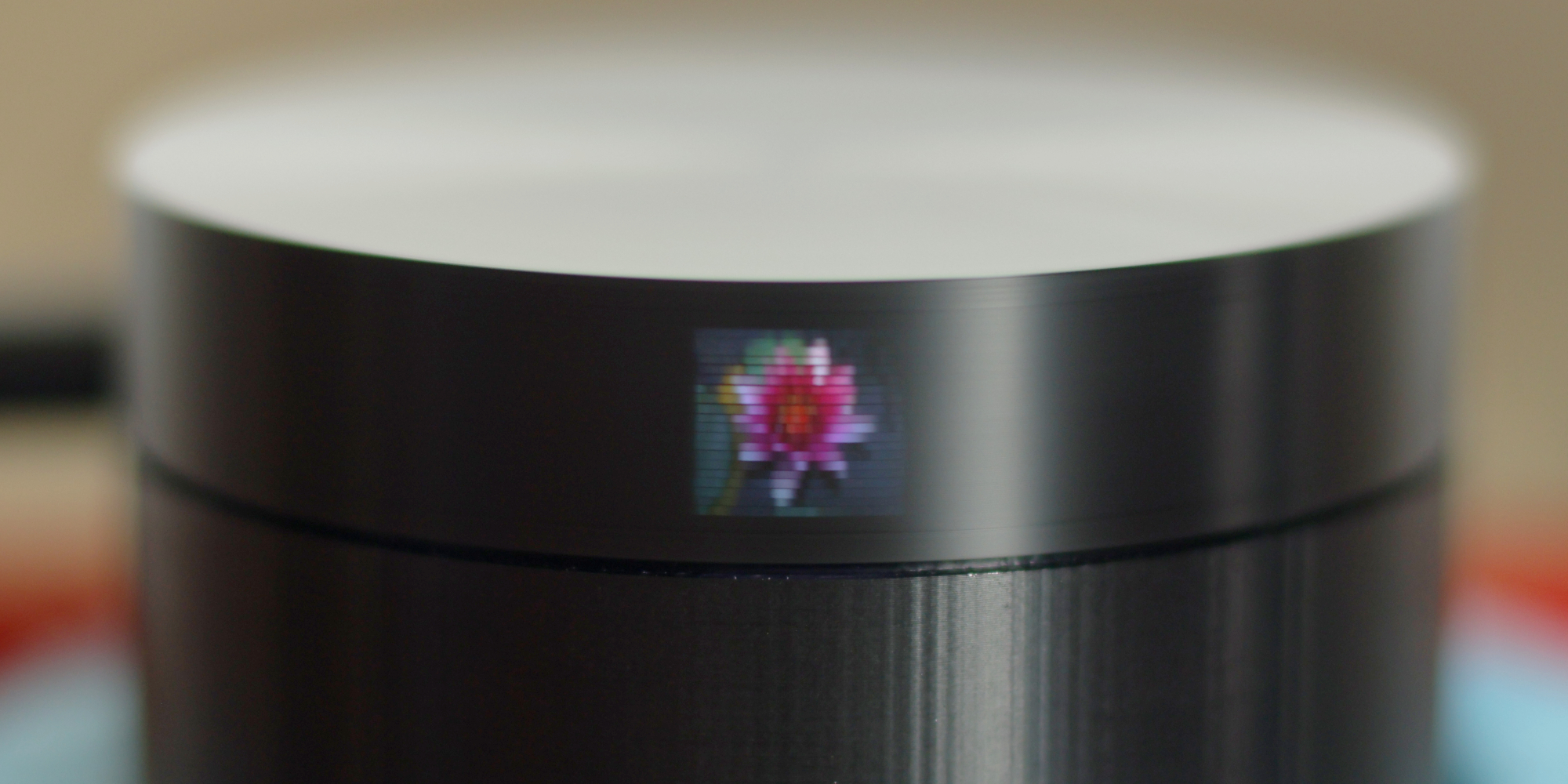 A closeup of Scanwheel displaying an image of a flower