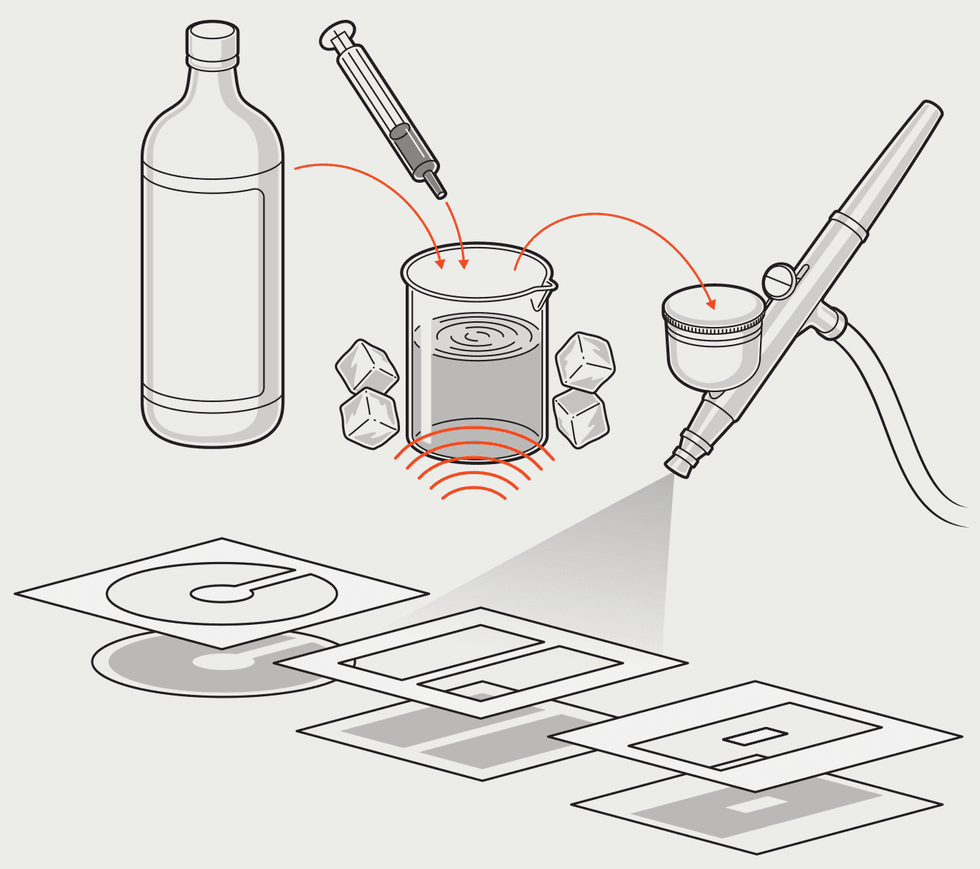 A diagram illustrating the primary steps of making and applying the liquid metal mixture.