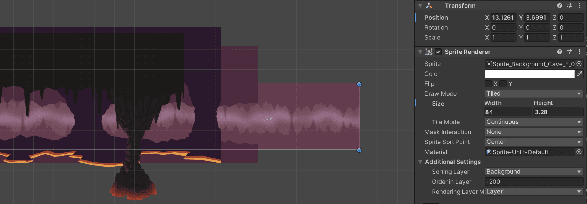 Screenshot of game in editor. There are caves.