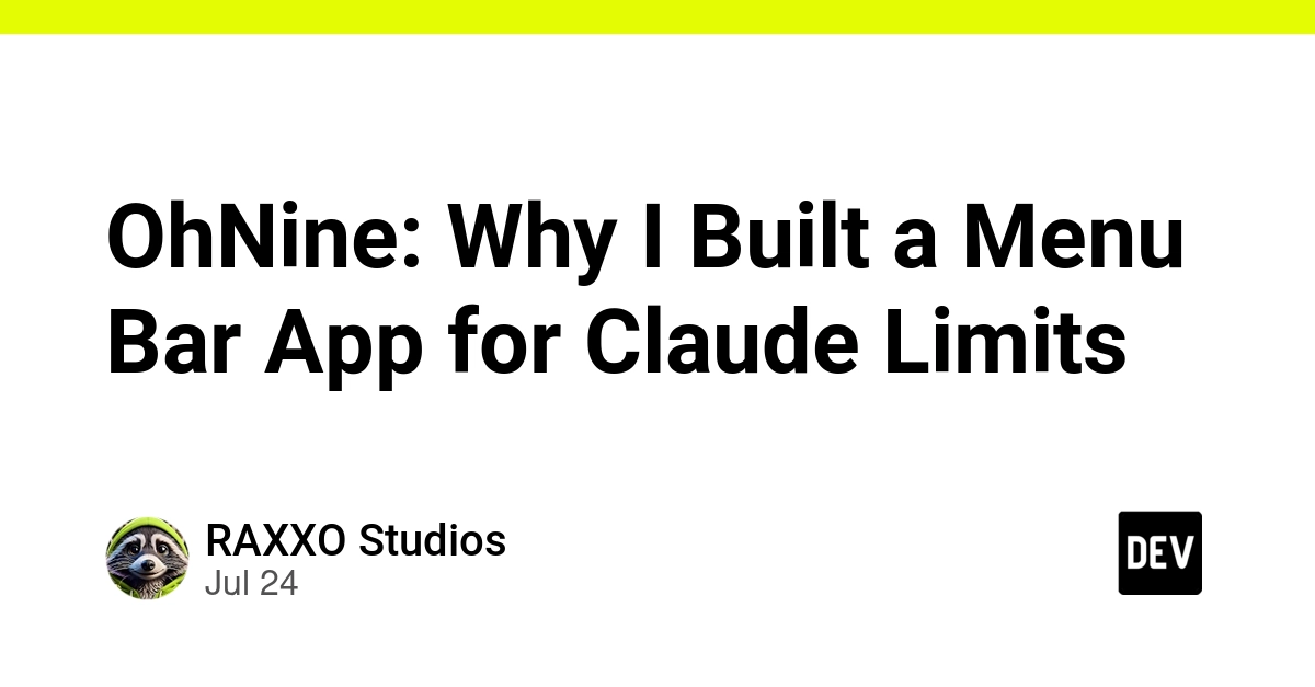 OhNine: Why I Built a Menu Bar App for Claude Limits